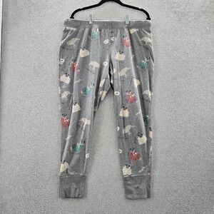 Torrid Women Sleepwear 2 Gray Pajama Pants Animal Print Pug Dogs Button 26" READ